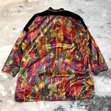 画像2: ALL OVER PATTERN ZIP UP VELOUR JACKET / Mens L (2)