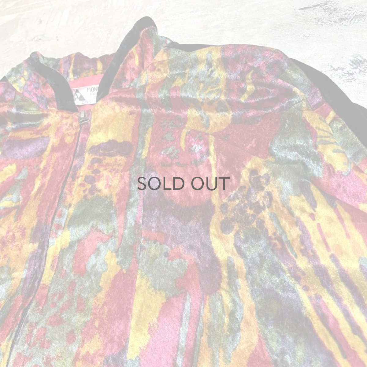 画像4: ALL OVER PATTERN ZIP UP VELOUR JACKET / Mens L (4)