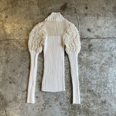 画像2: VOLUME SLEEVE DESIGN HALF NECK RIB L/S TOPS / Ladies XS~S (2)