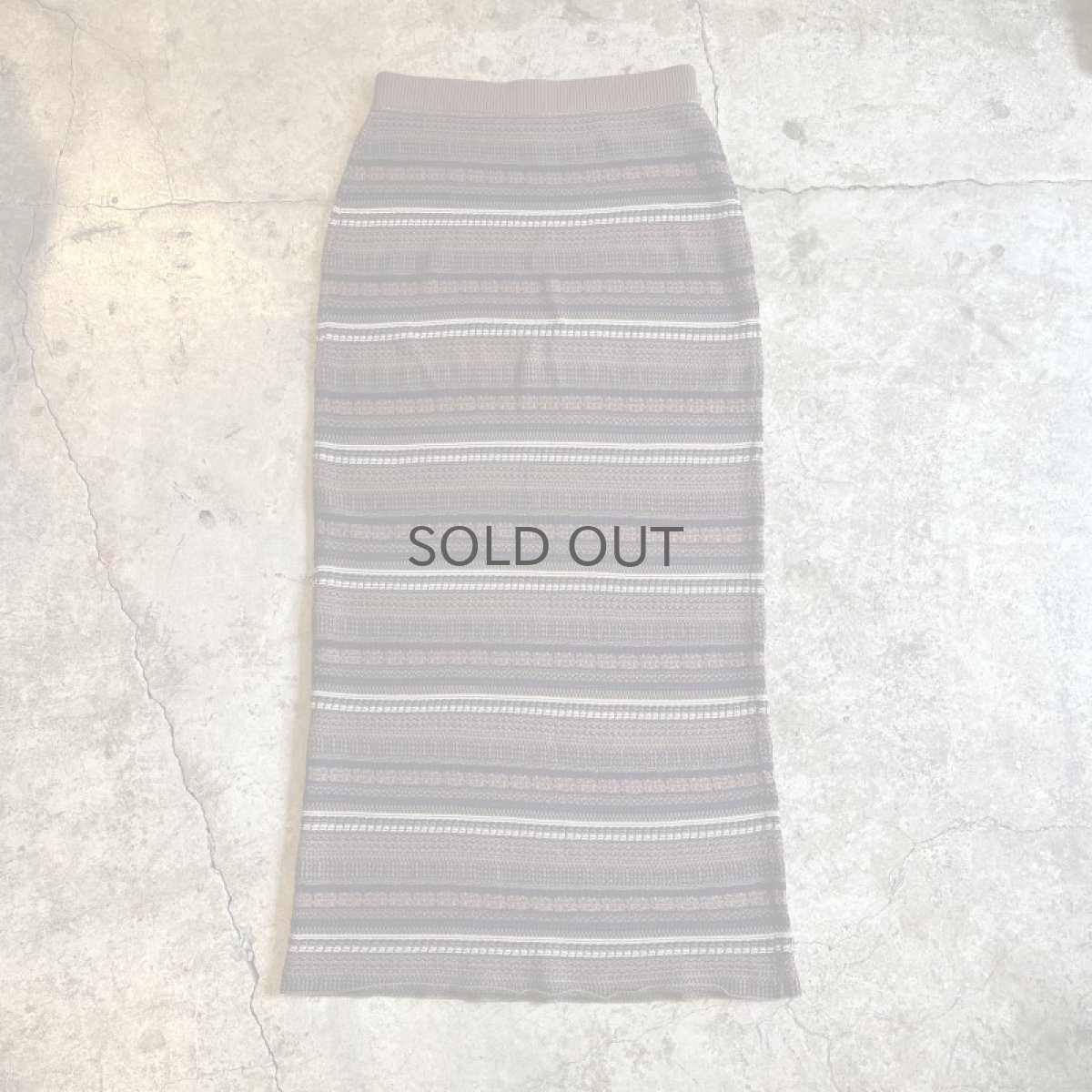 画像2: ALL OVER MULCH BORDER PATTERN COTTON KNIT LONG DESIGN SKIRT / W26~W31 (2)