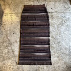 画像2: ALL OVER MULCH BORDER PATTERN COTTON KNIT LONG DESIGN SKIRT / W26~W31 (2)