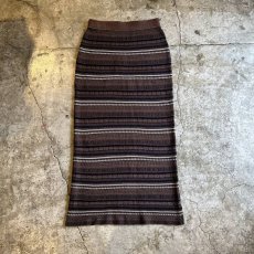 画像1: ALL OVER MULCH BORDER PATTERN COTTON KNIT LONG DESIGN SKIRT / W26~W31 (1)