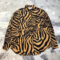 画像1: 90's ALL OVER ZEBRA PATTERN L/S SILK SHIRT / Mens S(M) (1)