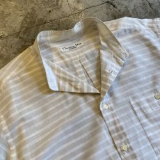 画像6: OLD【Christian Dior】STAND COLLAR BORDER DESIGN L/S SHIRT / Ladies L (6)