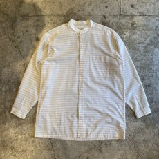 画像1: OLD【Christian Dior】STAND COLLAR BORDER DESIGN L/S SHIRT / Ladies L (1)