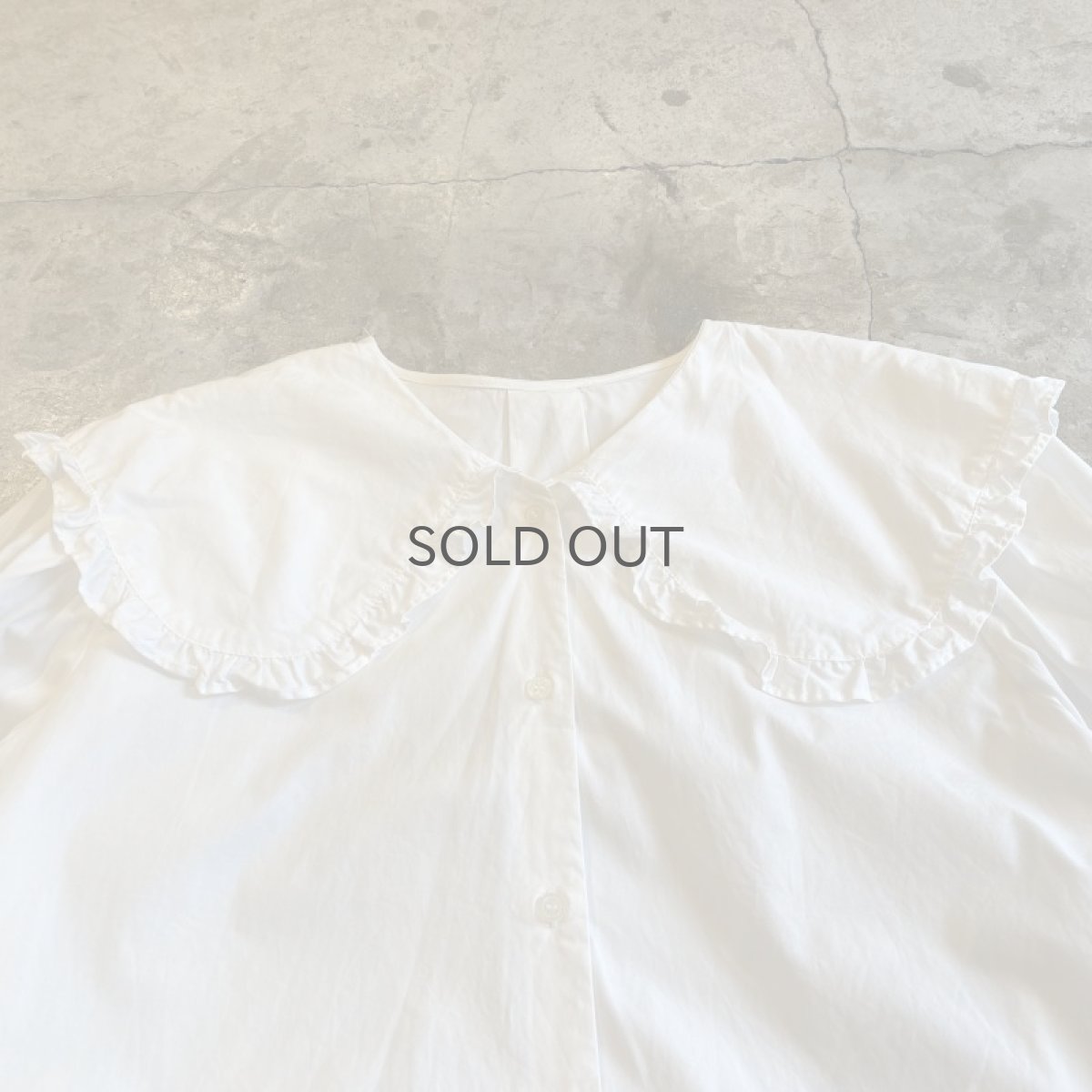 画像5: WHITE COLOR BIG COLLAR DESIGN L/S BLOUSE / Ladies M (5)