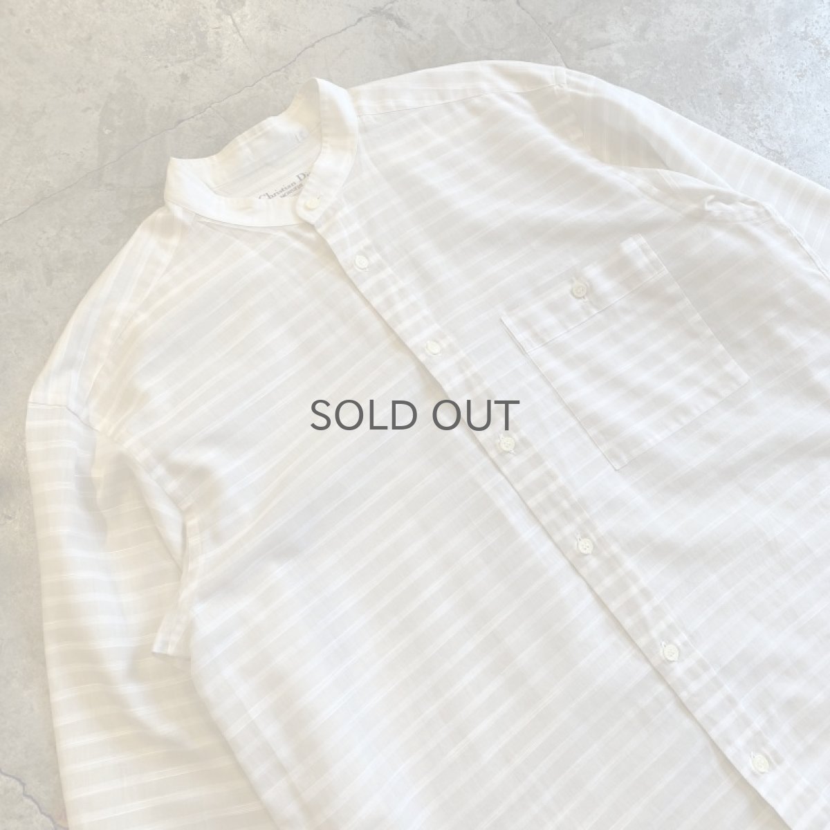 画像3: OLD【Christian Dior】STAND COLLAR BORDER DESIGN L/S SHIRT / Ladies L (3)