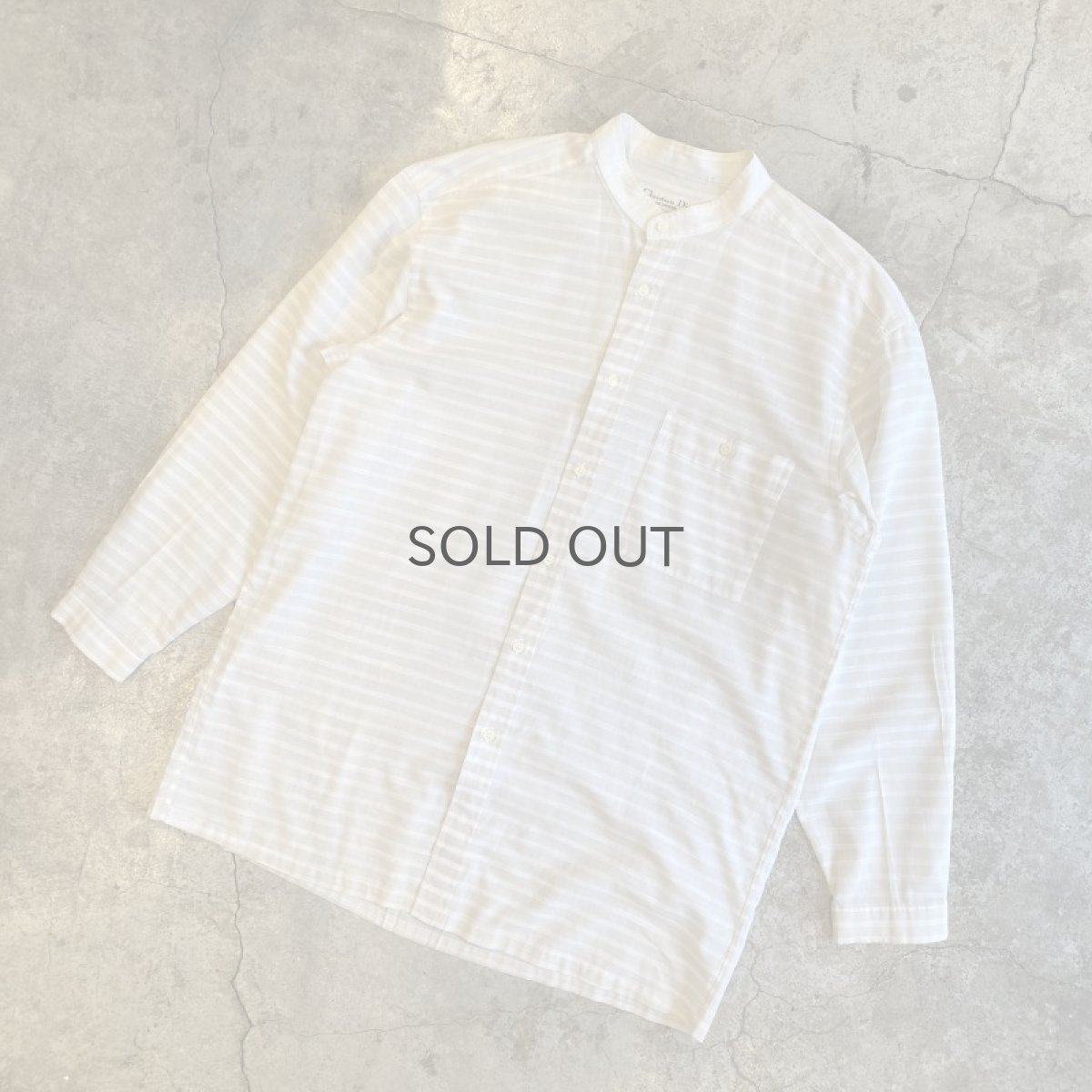 画像4: OLD【Christian Dior】STAND COLLAR BORDER DESIGN L/S SHIRT / Ladies L (4)