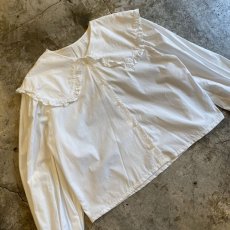 画像3: WHITE COLOR BIG COLLAR DESIGN L/S BLOUSE / Ladies M (3)