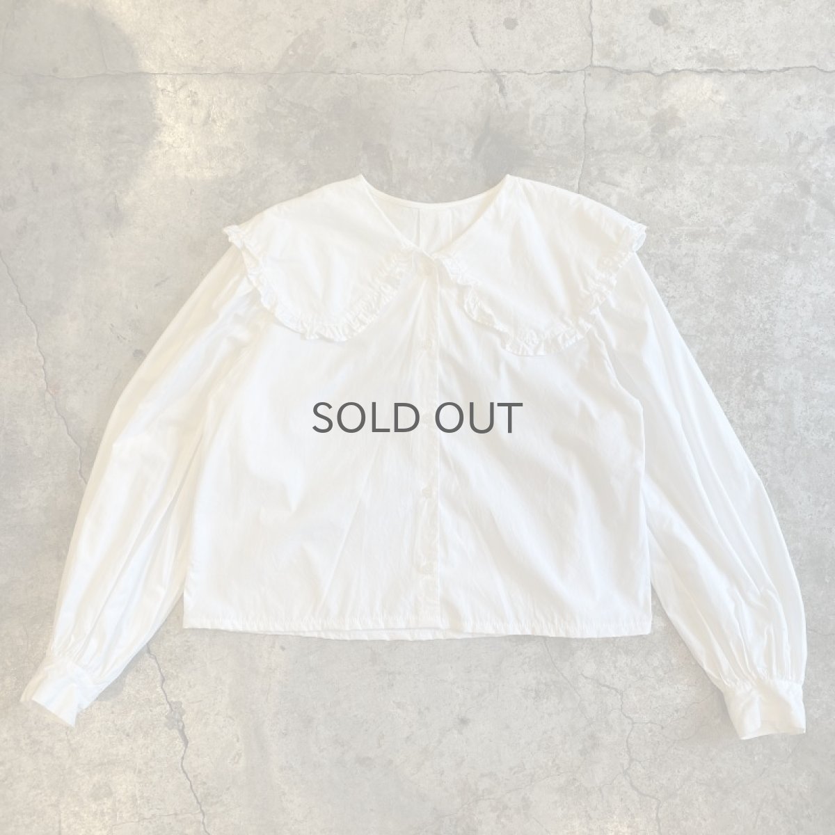 画像1: WHITE COLOR BIG COLLAR DESIGN L/S BLOUSE / Ladies M (1)