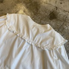 画像9: WHITE COLOR BIG COLLAR DESIGN L/S BLOUSE / Ladies M (9)