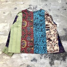 画像2: PATTERN SWITDHED HAND MADE NO COLLAR JACKET / Mens L (2)