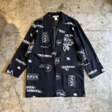 画像1: MONOCHROME MIX ART PATTERN DESIGN TAYLOR JACKET / Ladies M / MADE IN USA (1)