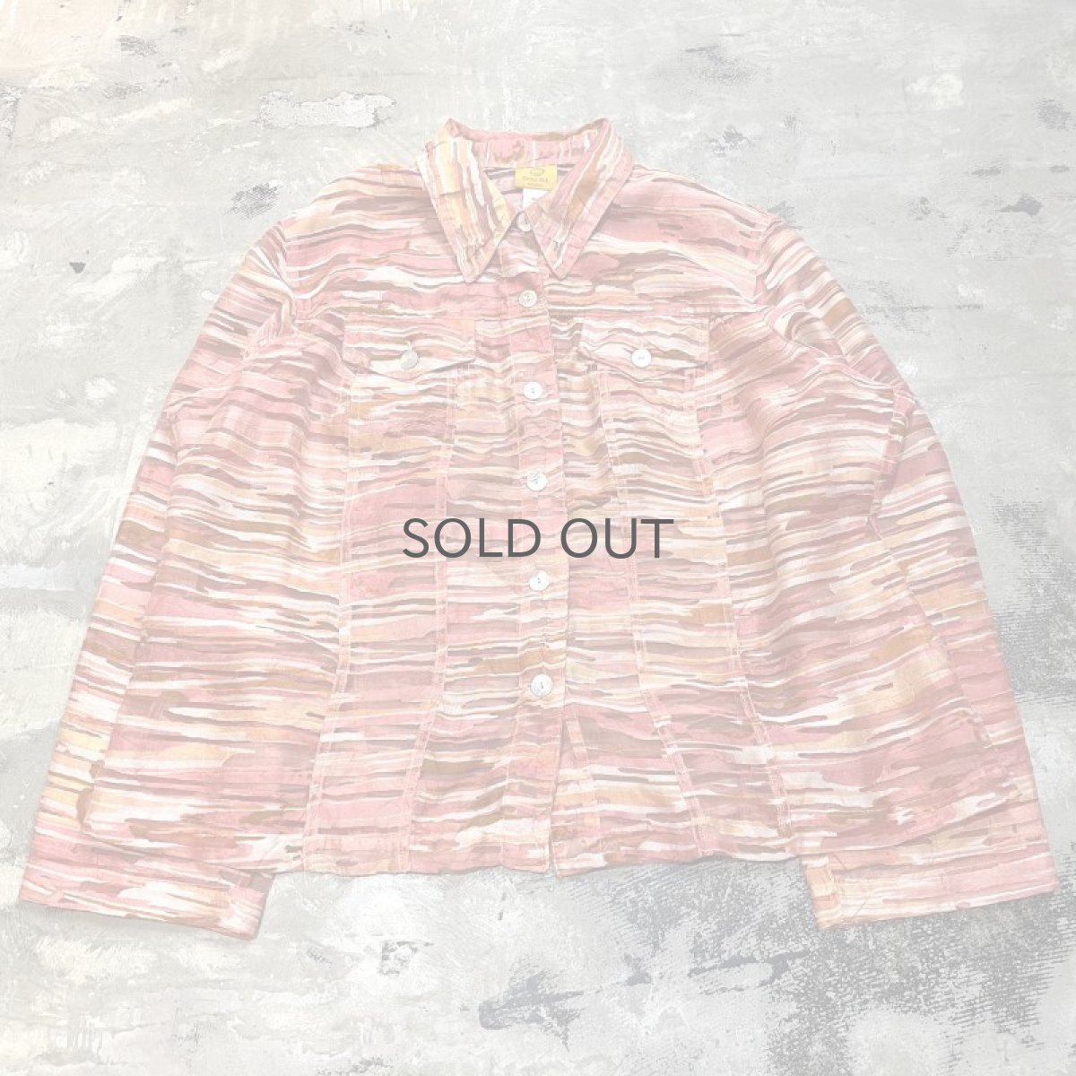 画像1: ARTISTIC BORDER PATTERN SHEER SHIRT JACKET / Mens L (1)