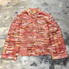 画像1: ARTISTIC BORDER PATTERN SHEER SHIRT JACKET / Mens L (1)