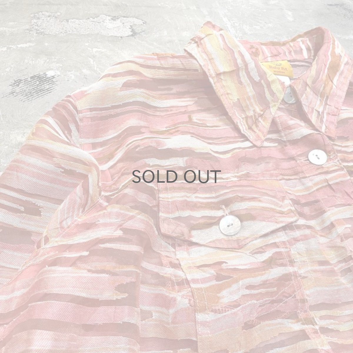 画像3: ARTISTIC BORDER PATTERN SHEER SHIRT JACKET / Mens L (3)