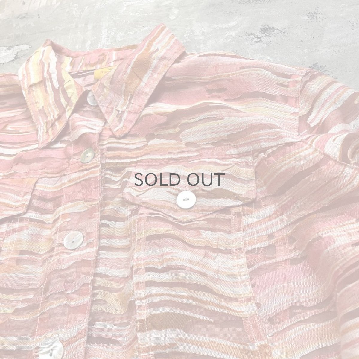 画像4: ARTISTIC BORDER PATTERN SHEER SHIRT JACKET / Mens L (4)