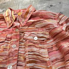 画像4: ARTISTIC BORDER PATTERN SHEER SHIRT JACKET / Mens L (4)