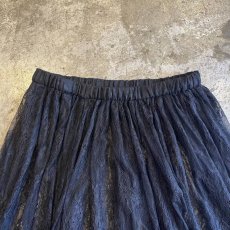 画像5: BLACK COLOR FLOWER LACE DESIGN TULLE FLARE LONG SKIRT / W23~W31 (5)