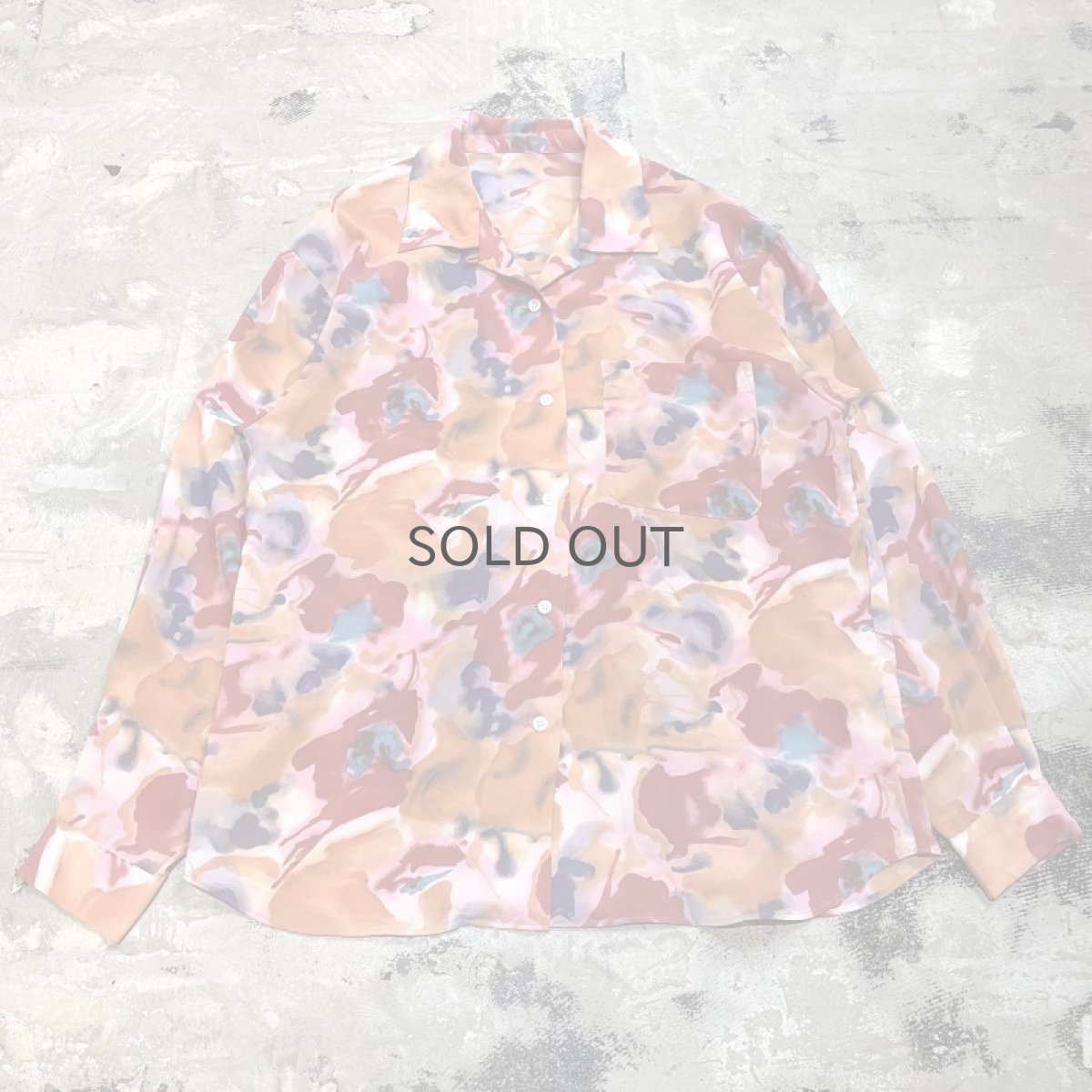 画像1: ALL OVER PATTERN OPEN COLLAR L/S SHIRT / Mens M (1)
