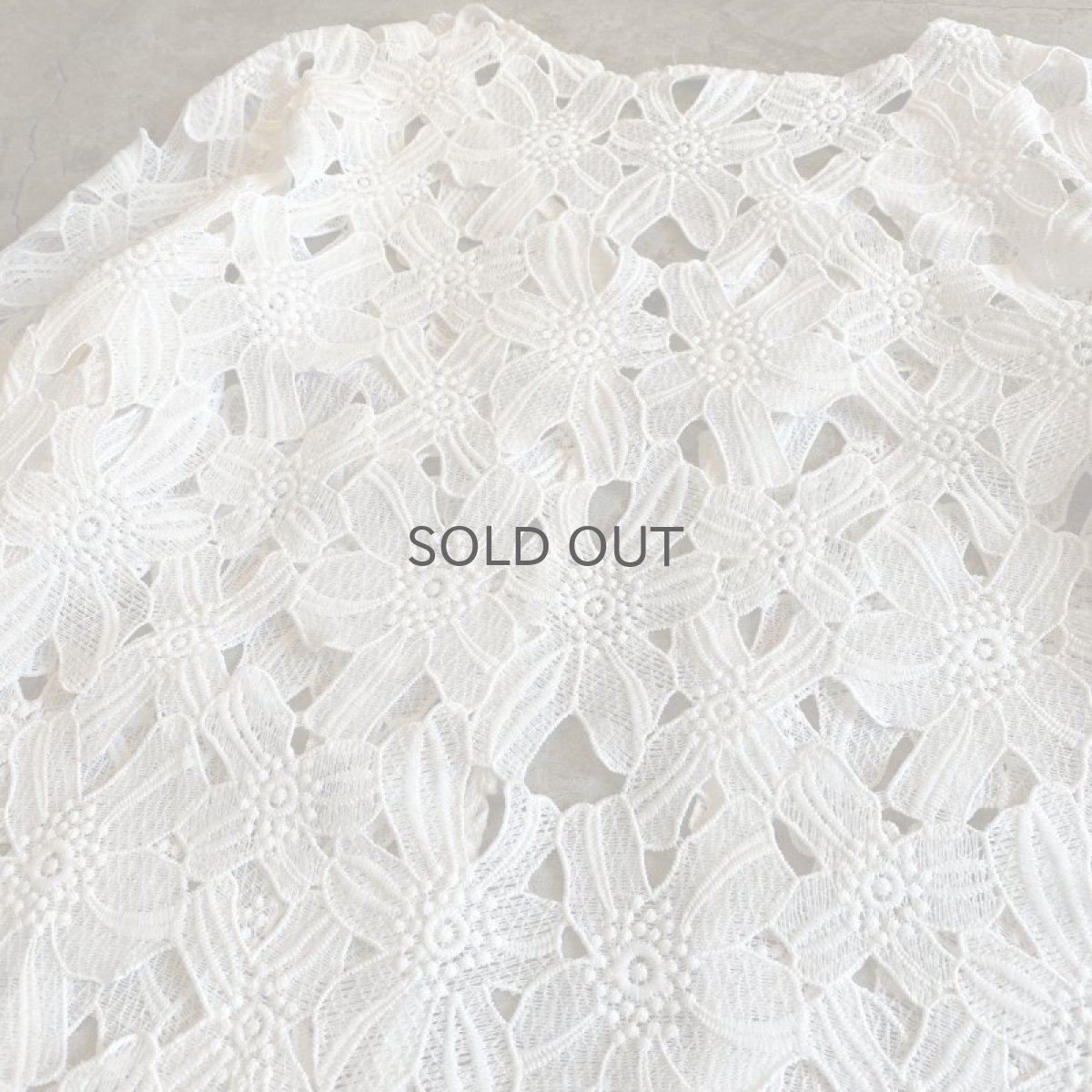 画像10: WHITE COLOR FLORAL LACE DESIGN CARDIGAN / Ladies M (10)