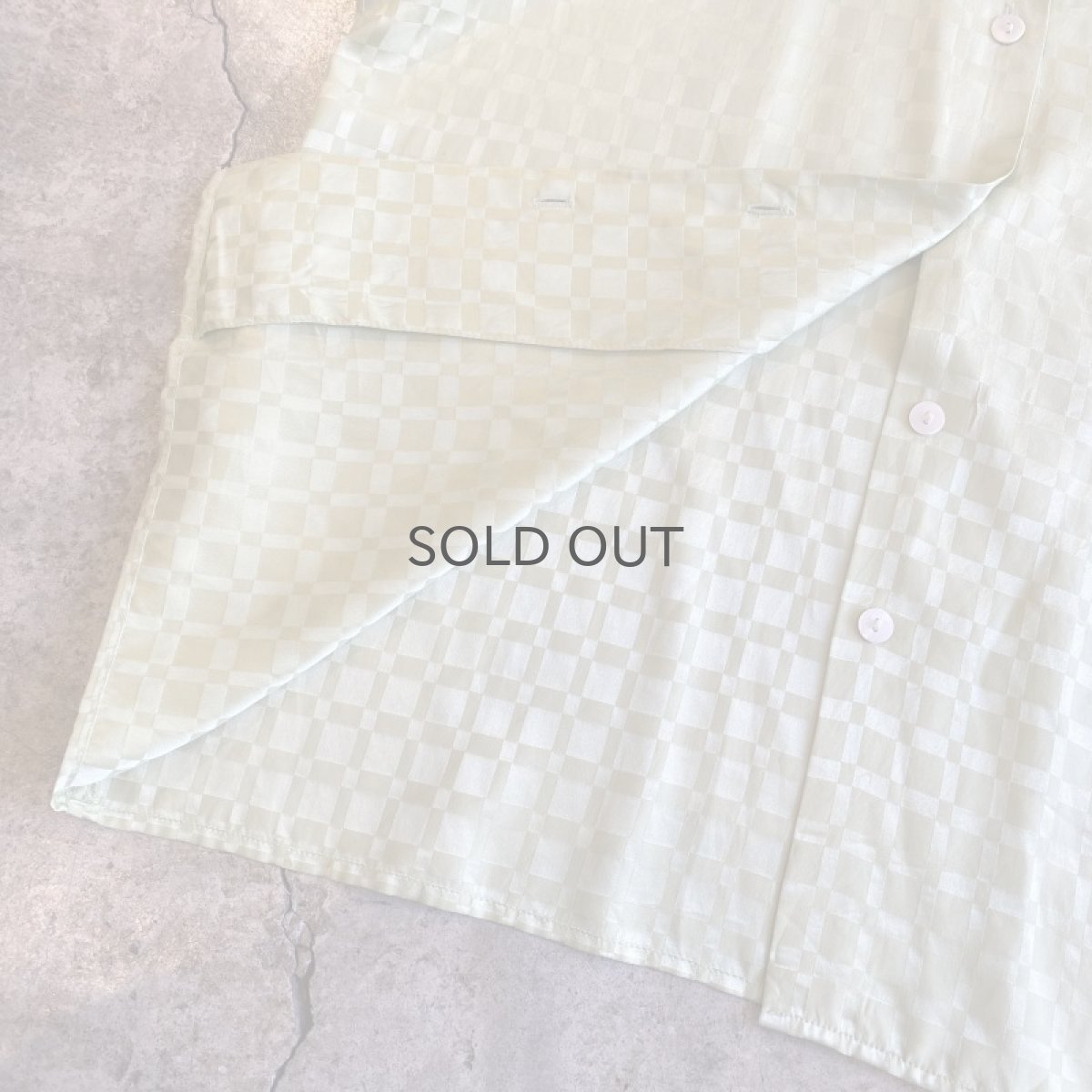 画像8: PISTACHIO GREEN COLOR CHECKERS DESIGN SILK L/S SHIRT / Ladies M (L) (8)