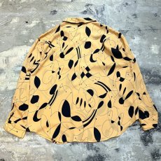 画像2: ALL OVER ARTISTIC LINE&FACE PATTERN L/S SHIRT / Mens M (2)