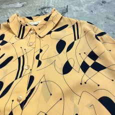 画像4: ALL OVER ARTISTIC LINE&FACE PATTERN L/S SHIRT / Mens M (4)