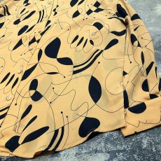 画像6: ALL OVER ARTISTIC LINE&FACE PATTERN L/S SHIRT / Mens M (6)