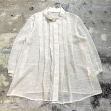 画像1: TUCK FRONT STAND COLLAR L/S SHEER SHIRT / Mens M (1)