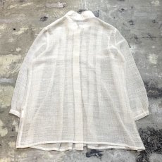 画像2: TUCK FRONT STAND COLLAR L/S SHEER SHIRT / Mens M (2)