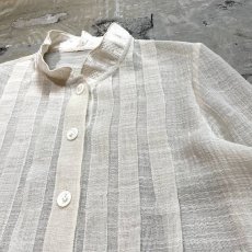 画像4: TUCK FRONT STAND COLLAR L/S SHEER SHIRT / Mens M (4)