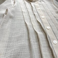 画像5: TUCK FRONT STAND COLLAR L/S SHEER SHIRT / Mens M (5)