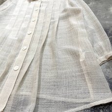 画像6: TUCK FRONT STAND COLLAR L/S SHEER SHIRT / Mens M (6)