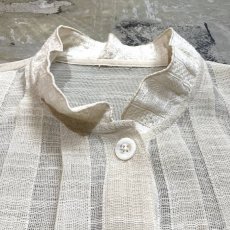 画像10: TUCK FRONT STAND COLLAR L/S SHEER SHIRT / Mens M (10)