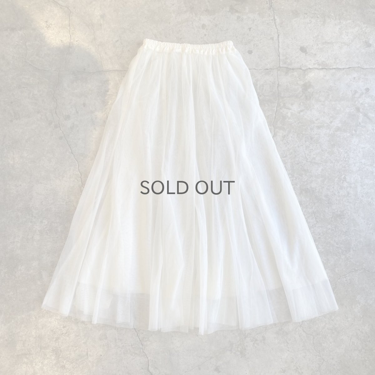 画像1: WHITE COLOR FLARE DESIGN TULLE SHEER LONG SKIRT / W23~W34 (1)