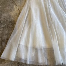 画像5: WHITE COLOR FLARE DESIGN TULLE SHEER LONG SKIRT / W23~W34 (5)