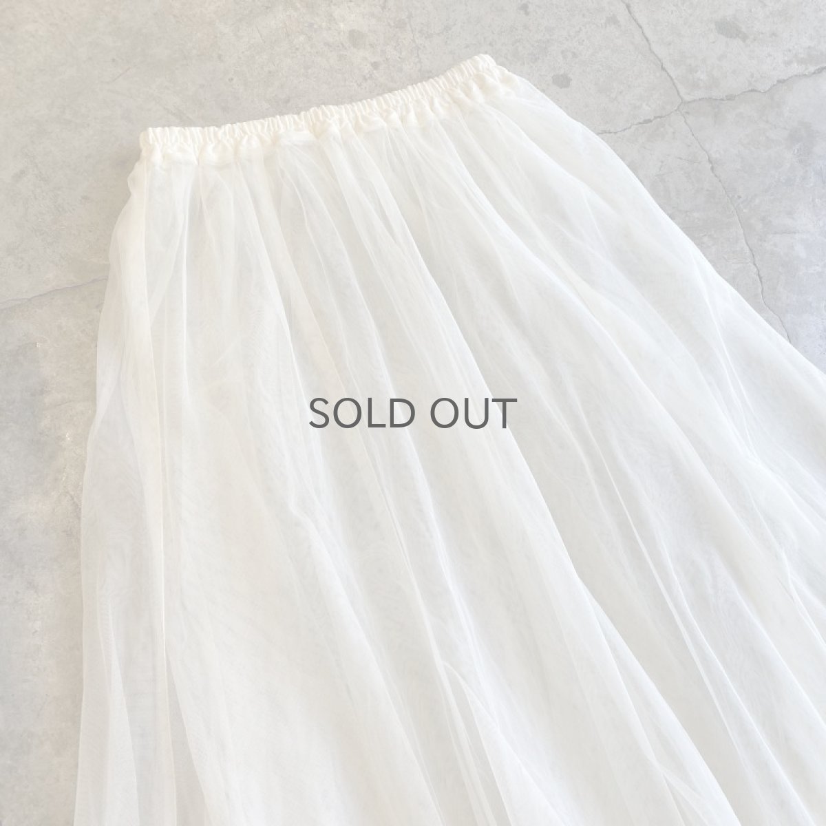 画像3: WHITE COLOR FLARE DESIGN TULLE SHEER LONG SKIRT / W23~W34 (3)