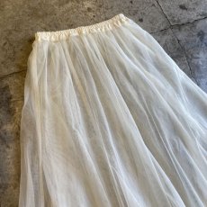 画像3: WHITE COLOR FLARE DESIGN TULLE SHEER LONG SKIRT / W23~W34 (3)
