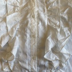 画像7: WHITE COLOR FRILL DESIGN BLOUSE / Ladies M (7)