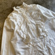 画像3: WHITE COLOR FRILL DESIGN BLOUSE / Ladies M (3)