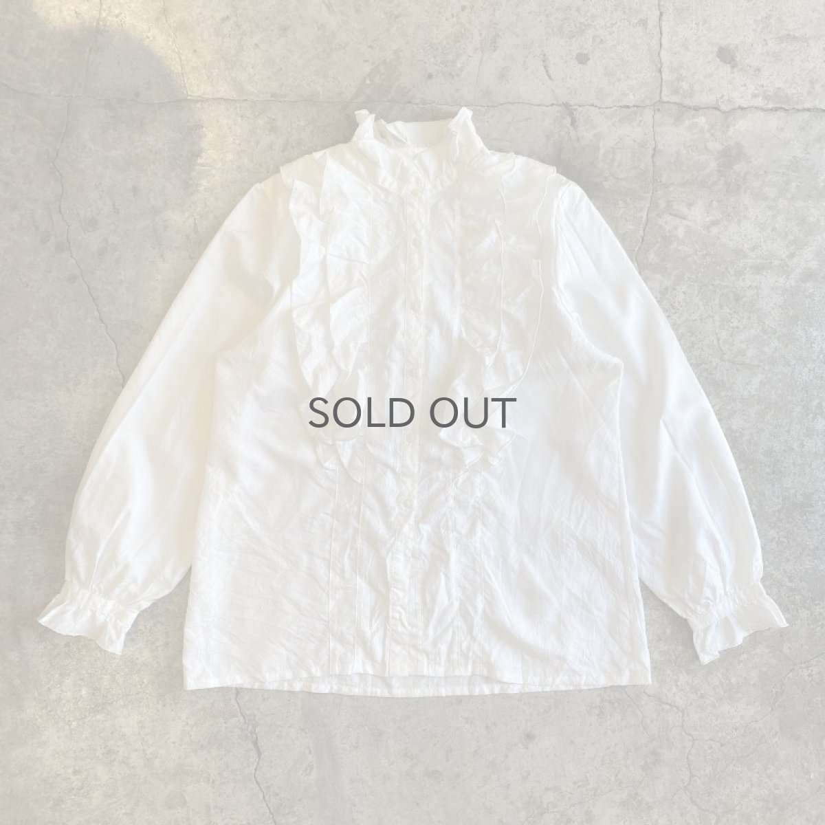 画像1: WHITE COLOR FRILL DESIGN BLOUSE / Ladies M (1)