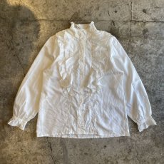 画像1: WHITE COLOR FRILL DESIGN BLOUSE / Ladies M (1)