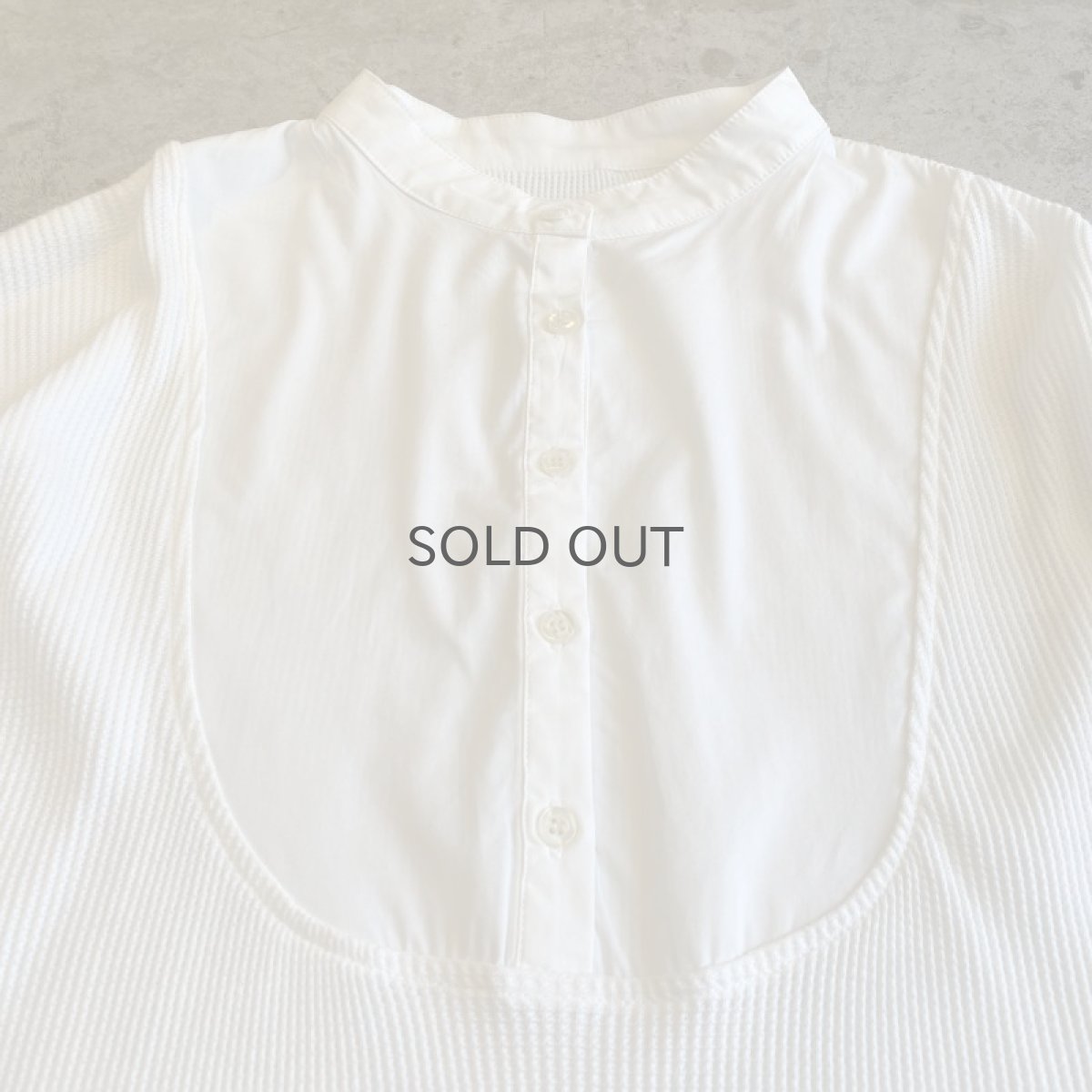 画像5: STAND COLLAR DESIGN WAFFLE L/S SHIRT / Ladies L (5)