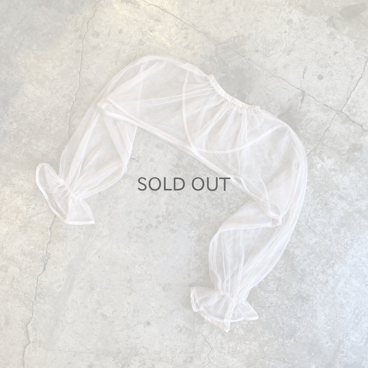 画像4: LAYERED SHORT DESIGN VOLUME SLEEVE TULLE SHEER L/S TOPS / Ladies M (4)