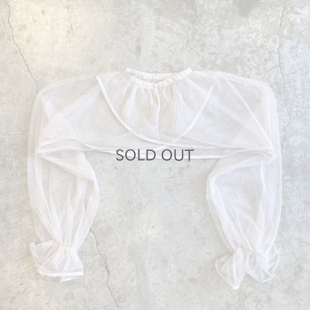 画像2: LAYERED SHORT DESIGN VOLUME SLEEVE TULLE SHEER L/S TOPS / Ladies M (2)