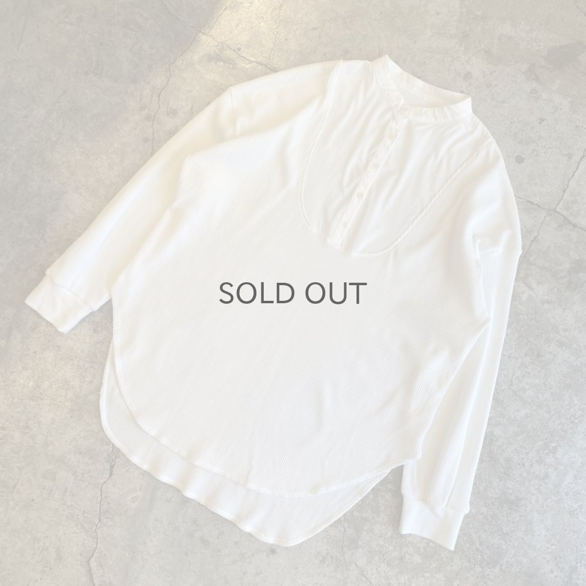 画像4: STAND COLLAR DESIGN WAFFLE L/S SHIRT / Ladies L (4)