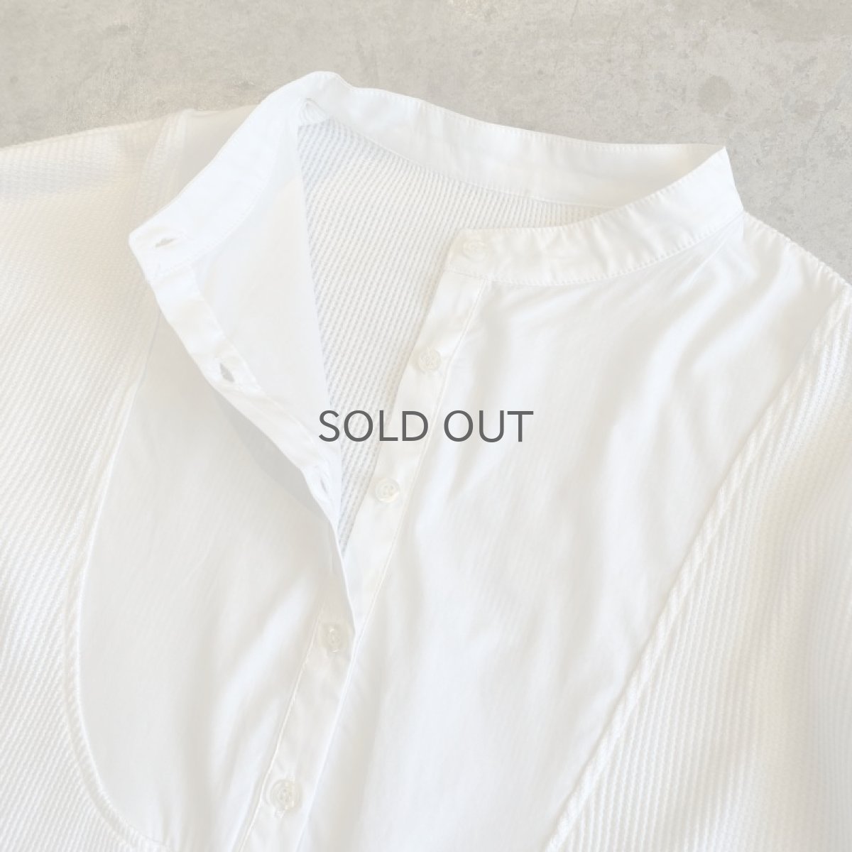 画像8: STAND COLLAR DESIGN WAFFLE L/S SHIRT / Ladies L (8)