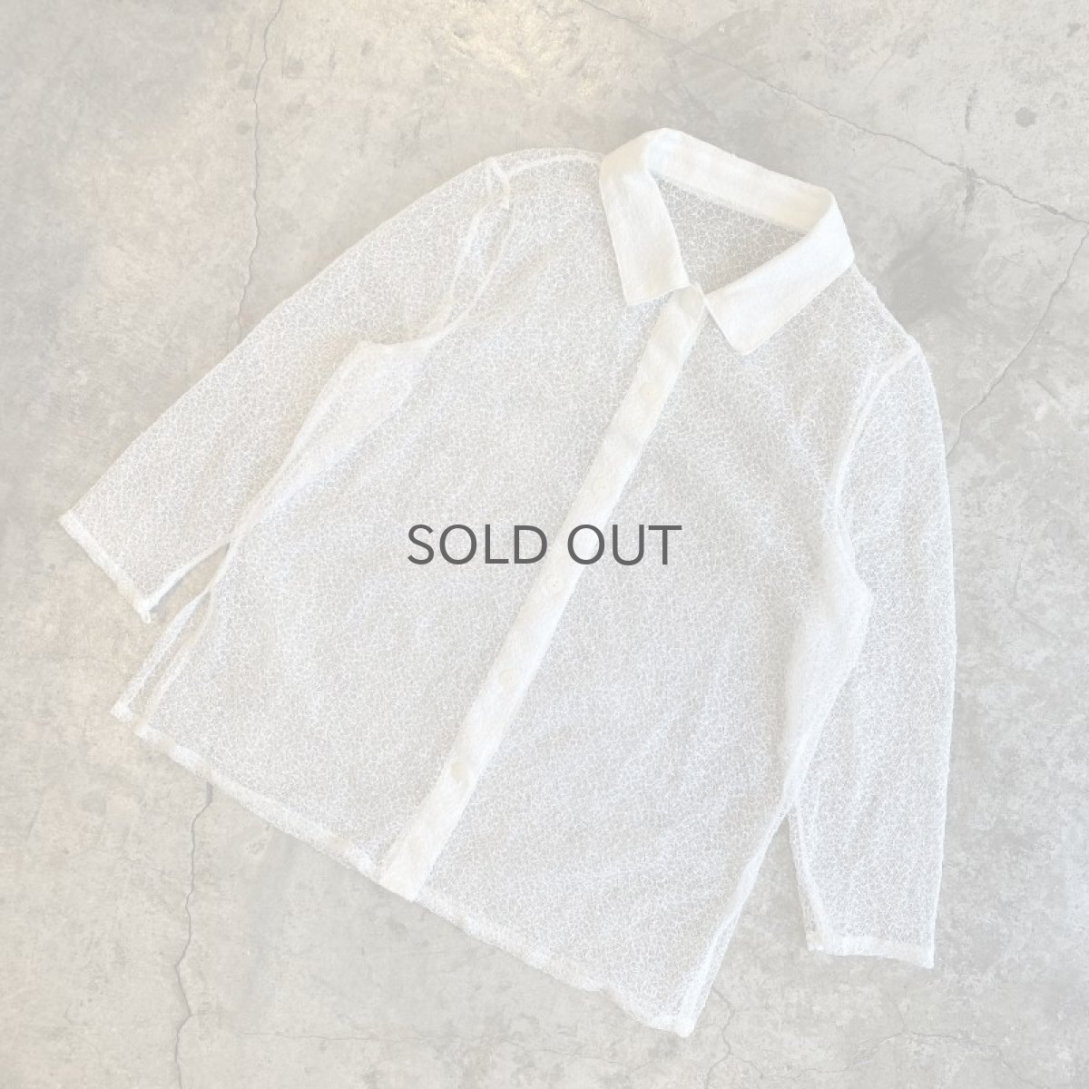 画像4: WHITE COLOR DESIGN MESH SHEER SHIRT / Ladies M (4)