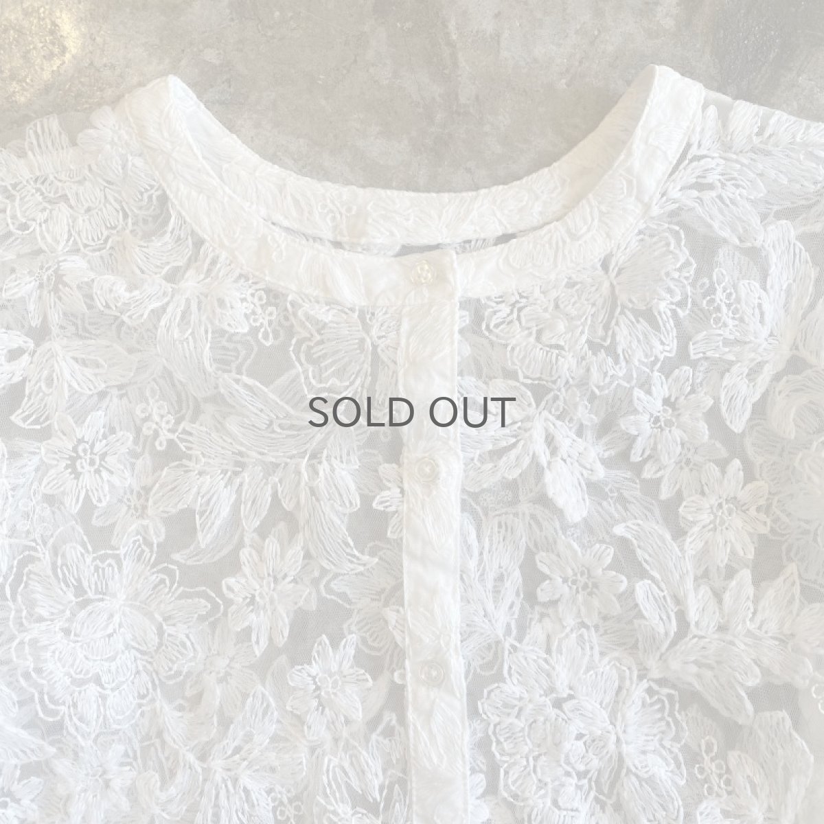 画像8:  FLORAL LACE VOLUME SLEEVE DESIGN SHEER CARDIGAN / Ladies M (8)